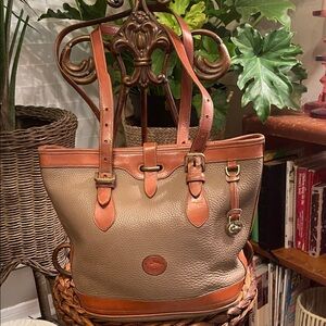 Dooney & Bourke Vintage Pebbled Leather Tote in Tan and Taupe